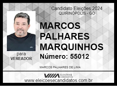 Candidato MARCOS PALHARES MARQUINHOS 2024 - QUIRINÓPOLIS - Eleições