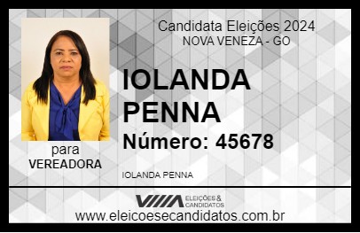 Candidato IOLANDA PENNA 2024 - NOVA VENEZA - Eleições