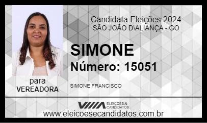 Candidato SIMONE 2024 - SÃO JOÃO D\ALIANÇA - Eleições