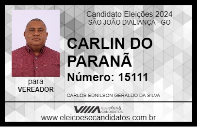 Candidato CARLIN DO PARANÃ 2024 - SÃO JOÃO D\ALIANÇA - Eleições