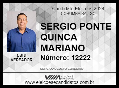 Candidato SERGIO PONTE QUINCA MARIANO 2024 - CORUMBAÍBA - Eleições