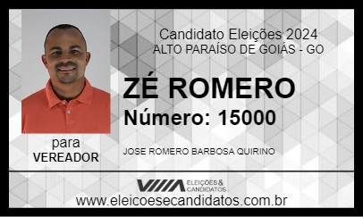 Candidato ZÉ ROMERO 2024 - ALTO PARAÍSO DE GOIÁS - Eleições