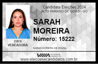 Candidato SARAH MOREIRA 2024 - ALTO PARAÍSO DE GOIÁS - Eleições