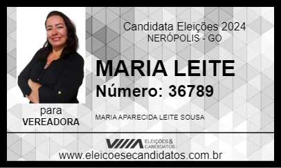 Candidato MARIA LEITE 2024 - NERÓPOLIS - Eleições