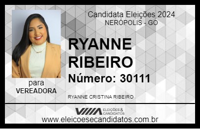 Candidato RYANNE RIBEIRO 2024 - NERÓPOLIS - Eleições