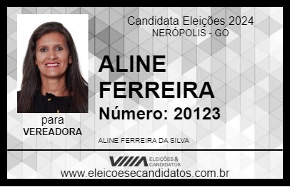 Candidato ALINE FERREIRA 2024 - NERÓPOLIS - Eleições