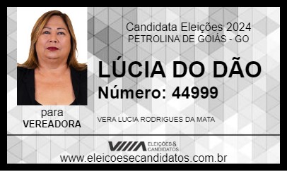 Candidato LÚCIA DO DÃO 2024 - PETROLINA DE GOIÁS - Eleições