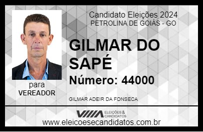 Candidato GILMAR DO SAPÉ 2024 - PETROLINA DE GOIÁS - Eleições