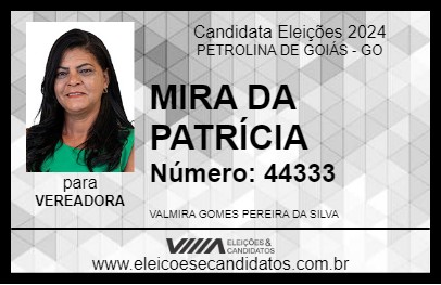 Candidato MIRA DA PATRÍCIA 2024 - PETROLINA DE GOIÁS - Eleições