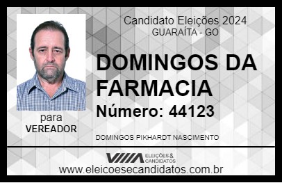 Candidato DOMINGOS DA FARMACIA 2024 - GUARAÍTA - Eleições