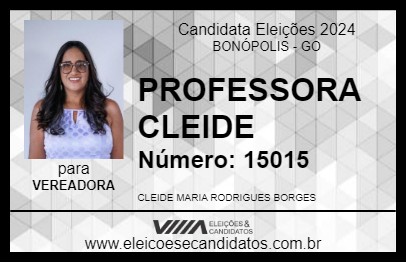 Candidato PROFESSORA CLEIDE 2024 - BONÓPOLIS - Eleições