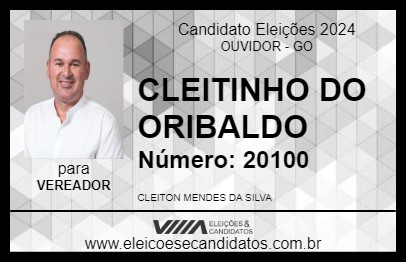 Candidato CLEITINHO DO ORIBALDO 2024 - OUVIDOR - Eleições