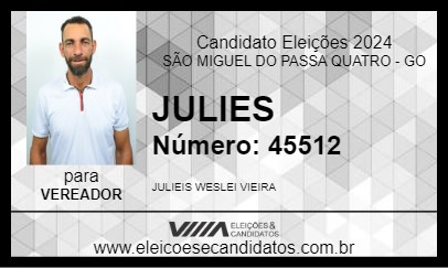 Candidato JULIEIS 2024 - SÃO MIGUEL DO PASSA QUATRO - Eleições