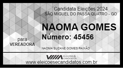 Candidato NAOMA GOMES 2024 - SÃO MIGUEL DO PASSA QUATRO - Eleições