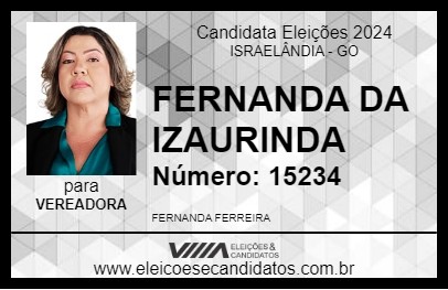 Candidato FERNANDA DA IZAURINDA 2024 - ISRAELÂNDIA - Eleições