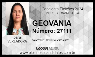 Candidato GEOVANIA 2024 - PADRE BERNARDO - Eleições