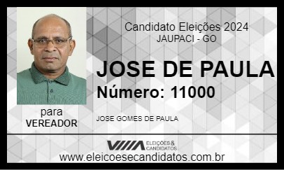 Candidato JOSE DE PAULA 2024 - JAUPACI - Eleições