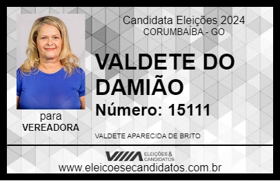 Candidato VALDETE DO DAMIÃO 2024 - CORUMBAÍBA - Eleições