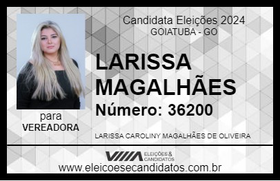 Candidato LARISSA MAGALHÃES 2024 - GOIATUBA - Eleições