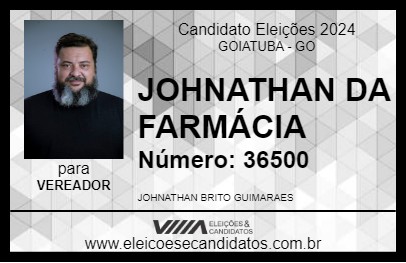 Candidato JOHNATHAN DA FARMÁCIA 2024 - GOIATUBA - Eleições