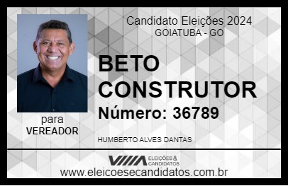 Candidato BETO CONSTRUTOR 2024 - GOIATUBA - Eleições