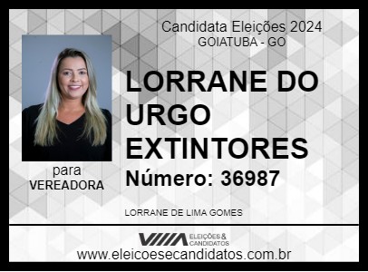 Candidato LORRANE DO URGO EXTINTORES 2024 - GOIATUBA - Eleições