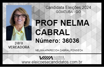 Candidato PROF NELMA CABRAL 2024 - GOIATUBA - Eleições