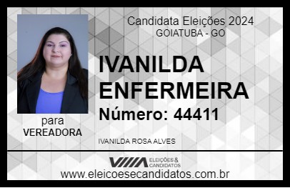 Candidato IVANILDA ENFERMEIRA 2024 - GOIATUBA - Eleições