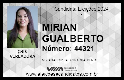 Candidato MIRIAN GUALBERTO 2024 - GOIATUBA - Eleições