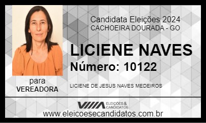 Candidato LICIENE NAVES 2024 - CACHOEIRA DOURADA - Eleições