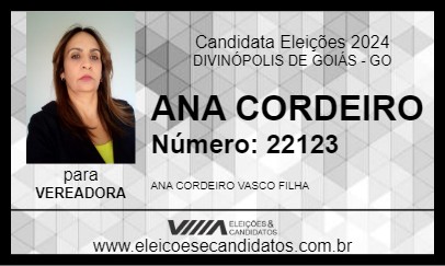 Candidato ANA CORDEIRO 2024 - DIVINÓPOLIS DE GOIÁS - Eleições