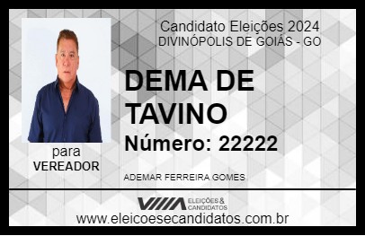 Candidato DEMA DE TAVINO 2024 - DIVINÓPOLIS DE GOIÁS - Eleições