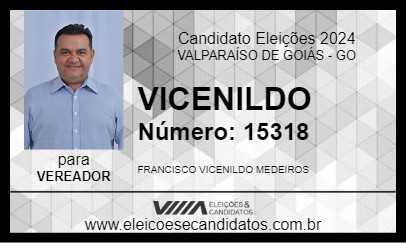 Candidato VICENILDO 2024 - VALPARAÍSO DE GOIÁS - Eleições