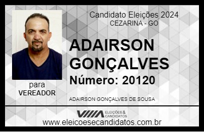 Candidato ADAIRSON GONÇALVES 2024 - CEZARINA - Eleições