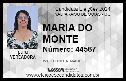 Candidato MARIA DO MONTE 2024 - VALPARAÍSO DE GOIÁS - Eleições