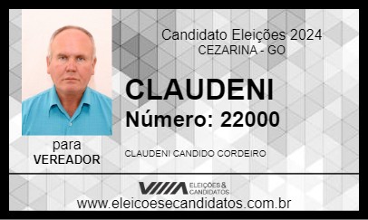 Candidato CLAUDENI 2024 - CEZARINA - Eleições