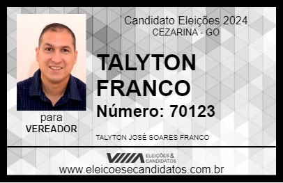 Candidato TALYTON FRANCO 2024 - CEZARINA - Eleições