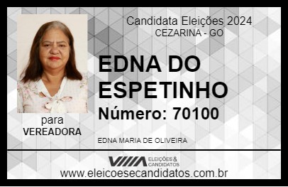 Candidato EDNA DO ESPETINHO 2024 - CEZARINA - Eleições