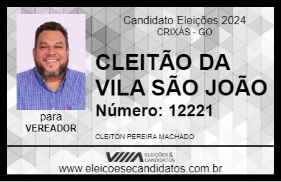 Candidato CLEITÃO DA VILA SÃO JOÃO 2024 - CRIXÁS - Eleições