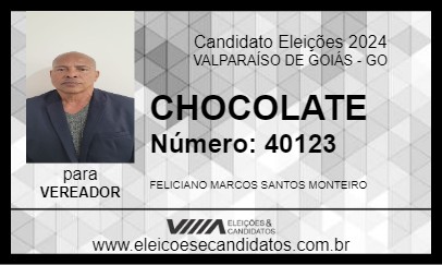 Candidato CHOCOLATE 2024 - VALPARAÍSO DE GOIÁS - Eleições