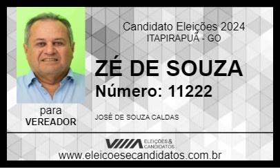 Candidato ZÉ DE SOUZA 2024 - ITAPIRAPUÃ - Eleições