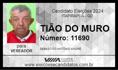 Candidato TIÃO DO MURO 2024 - ITAPIRAPUÃ - Eleições