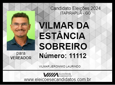 Candidato VILMAR DA ESTÂNCIA SOBREIRO 2024 - ITAPIRAPUÃ - Eleições