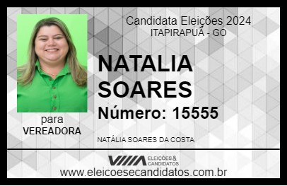 Candidato NATALIA SOARES 2024 - ITAPIRAPUÃ - Eleições