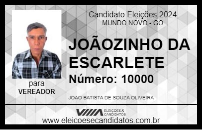 Candidato JOÃOZINHO DA ESCARLETE 2024 - MUNDO NOVO - Eleições