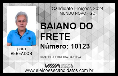 Candidato BAIANO DO FRETE 2024 - MUNDO NOVO - Eleições