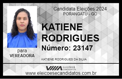 Candidato KATIENE RODRIGUES 2024 - PORANGATU - Eleições