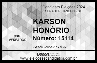 Candidato KARSON HONÓRIO 2024 - SENADOR CANEDO - Eleições