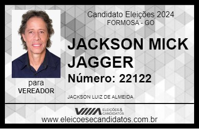 Candidato JACKSON MICK JAGGER 2024 - FORMOSA - Eleições