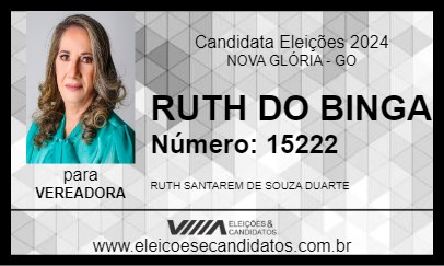 Candidato RUTH DO BINGA 2024 - NOVA GLÓRIA - Eleições